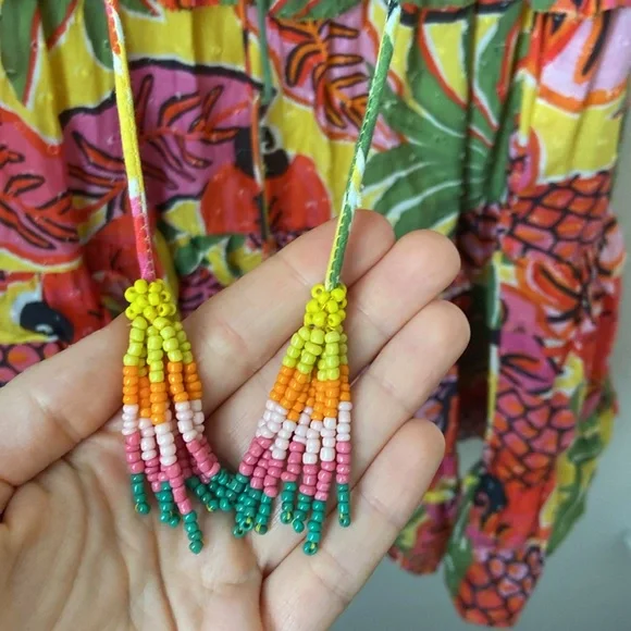 Farm Rio Yellow Fruit Dream Ruffle Mini Dress - Picture 6 of 7